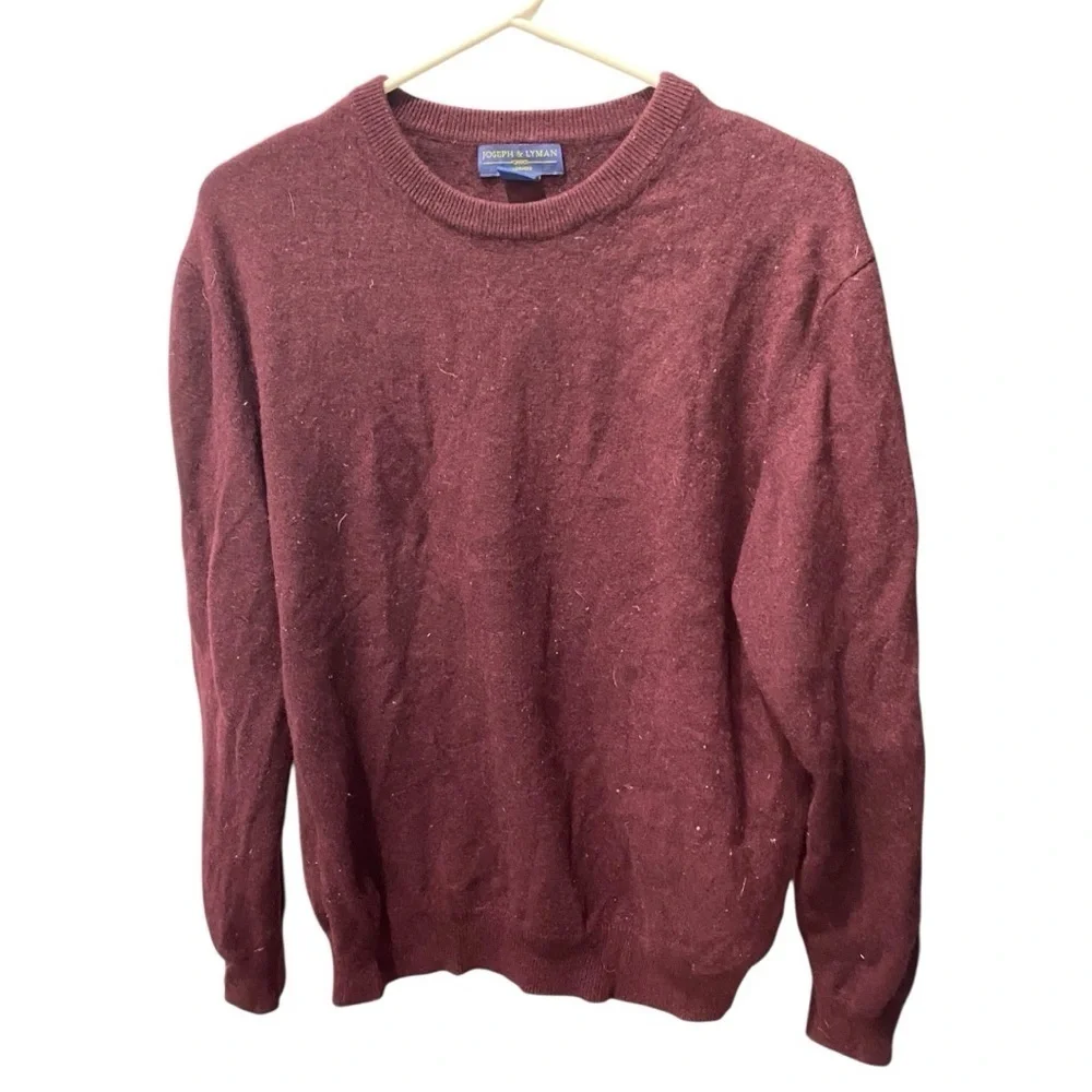 JOSEPH & LYMAN men’s 100 % cashmere Crewneck Sweater in Burgundy Size L